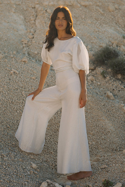 Amalia Short Sleeves Palazzo Jumpsuit