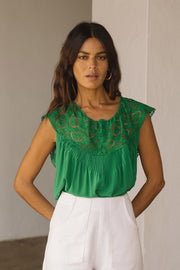 Carmen Lace Yoke Top