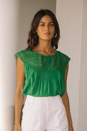 Carmen Lace Yoke Top