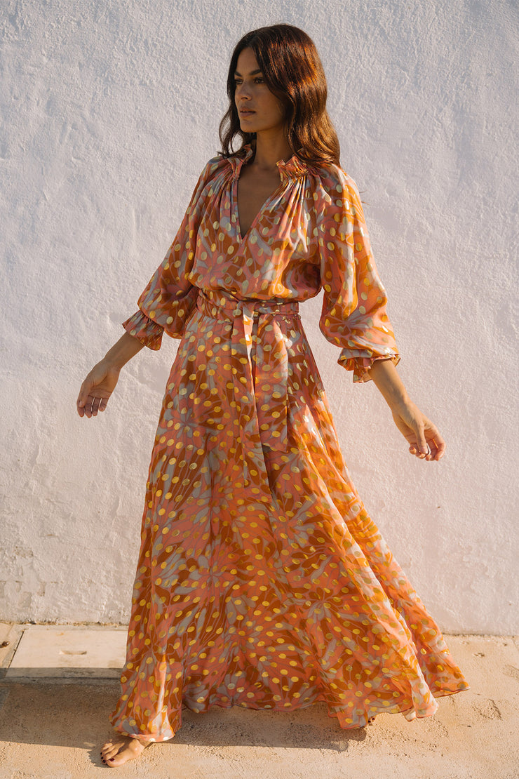Raquel Frill Bea Peasant Maxi Dress | Made to Order Soler London Raquel Frill Bea Peasant Maxi Dress | Made to Order Soler London