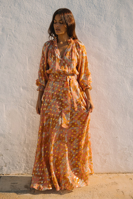 Raquel Frill Bea Peasant Maxi Dress | Made to Order