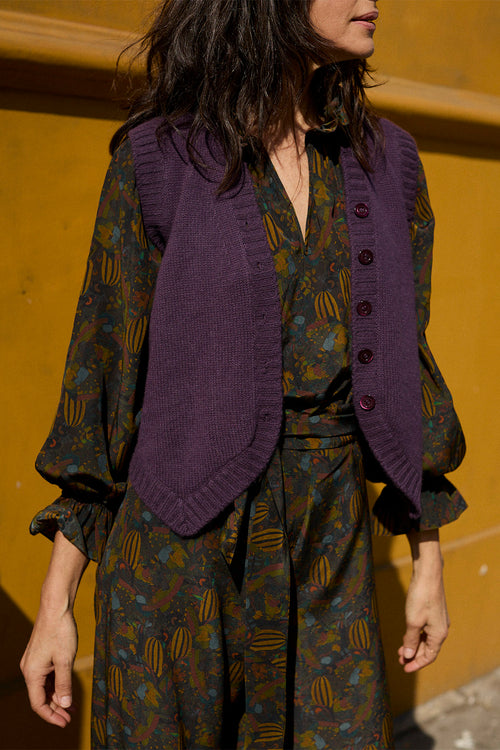 Lea V-Neck Buttoned Vest   | Made To Order