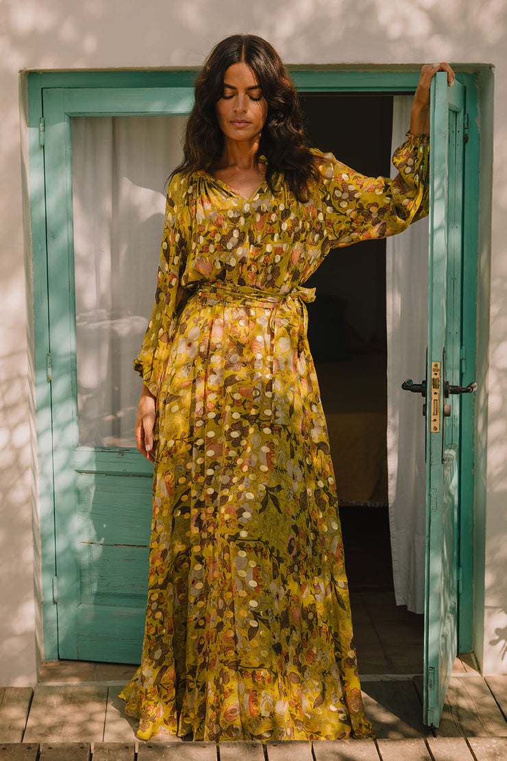 peasant maxi dress Raquel Frill Bea Peasant Maxi Dress Made To Order
