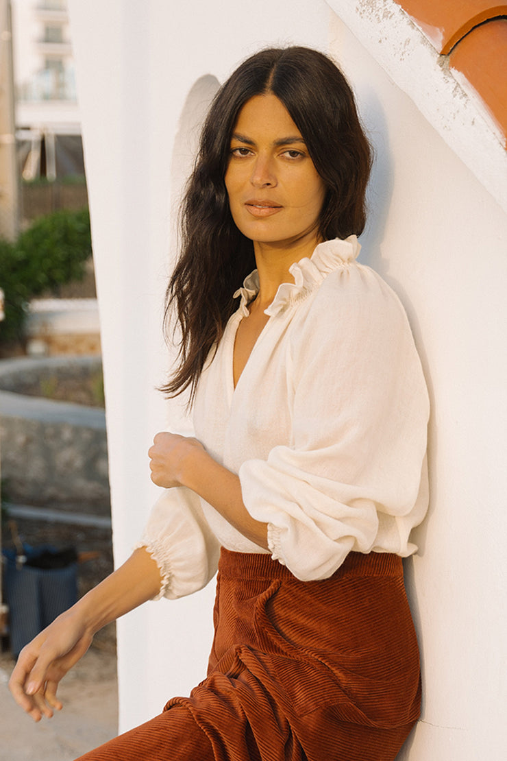 Raquel Frill Neck Peasant Top