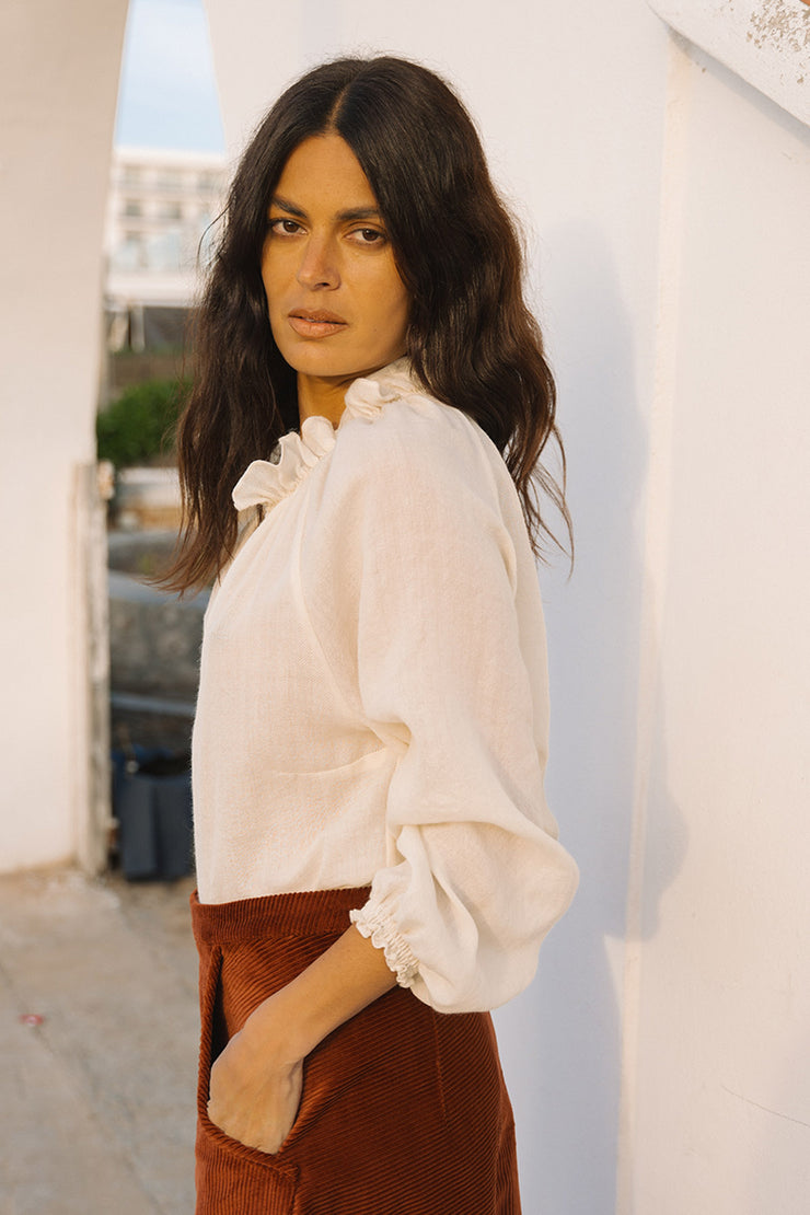 Raquel Frill Neck Peasant Top