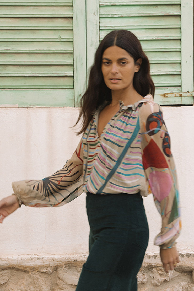 Raquel Frill Neck Peasant Top