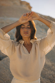 Raquel Frill Neck Peasant Top | Made to Order