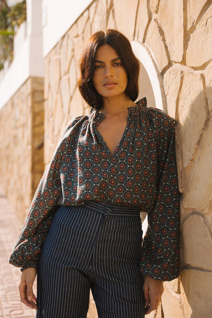 Raquel Frill Neck Peasant Top