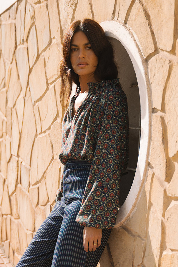 Raquel Frill Neck Peasant Top