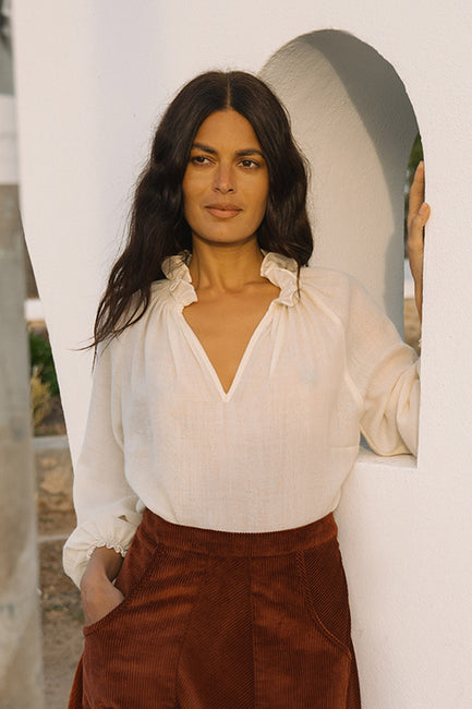 Raquel Frill Neck Peasant Top