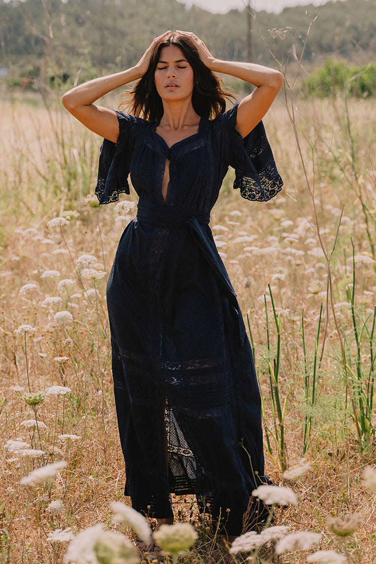 Vestido largo con falda amplia de San Tropez