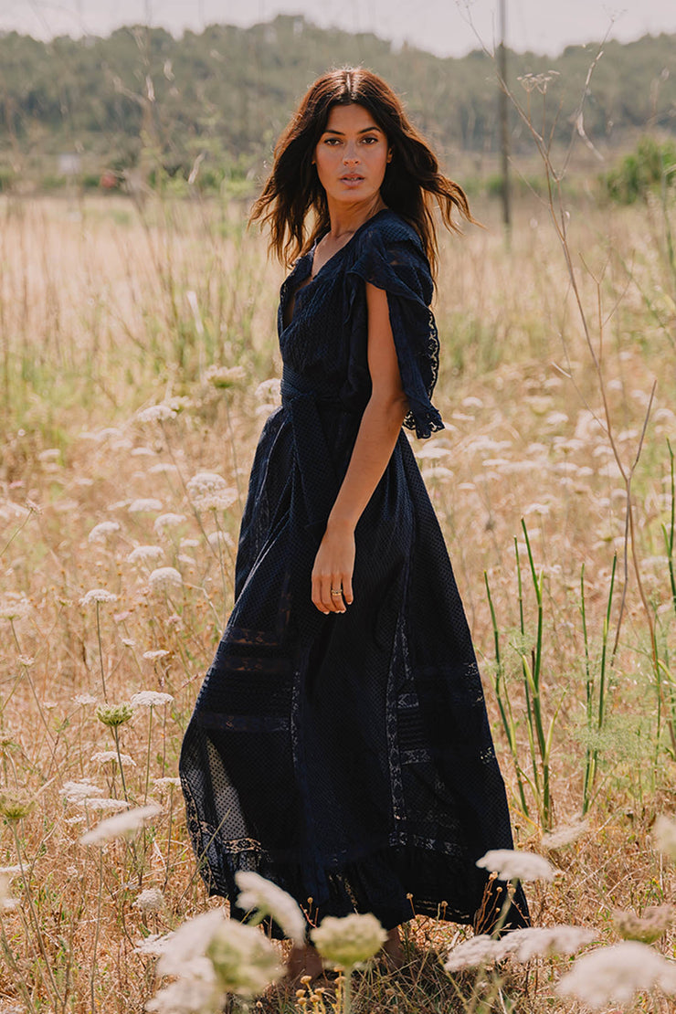 Vestido largo con falda amplia de San Tropez
