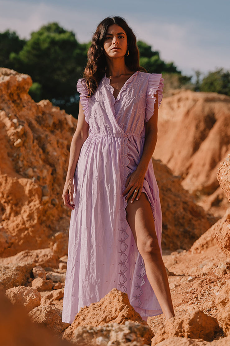 Vestido abrigo violeta