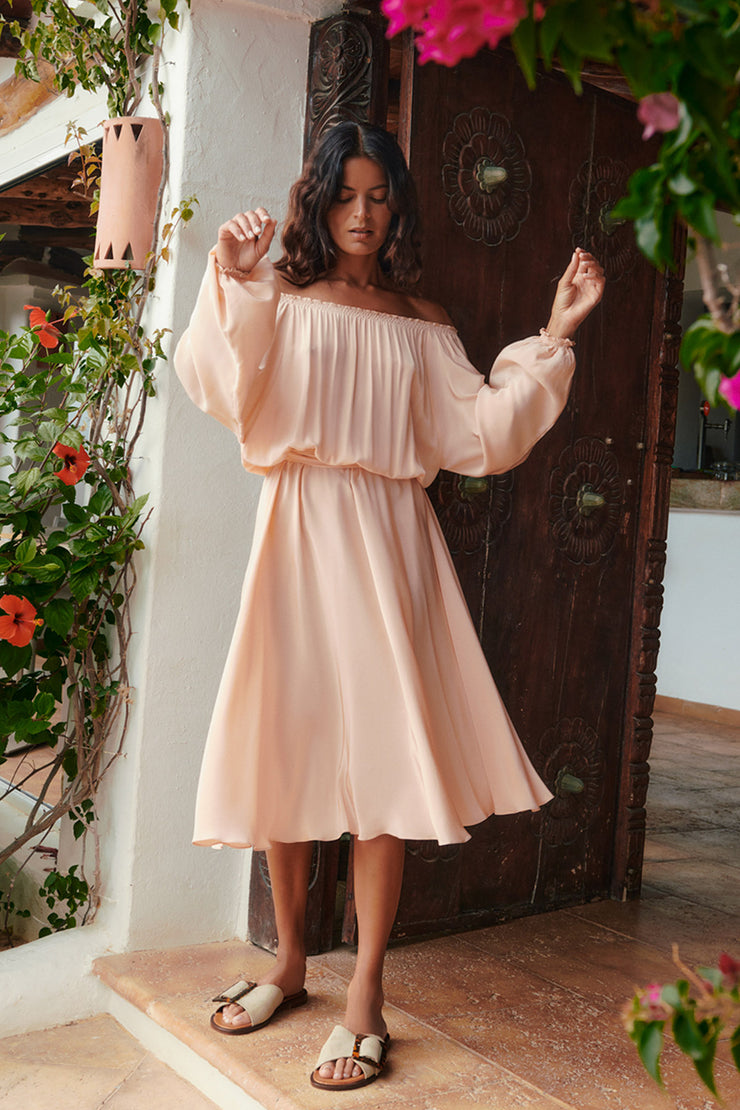 peasant midi dress Mia Style A Line 1X: 14-16 / Red at Rebdolls and flowing skirt create a soft and balanced look suitable for various occasions Smocked Cottagecore Midi Dress Prairie