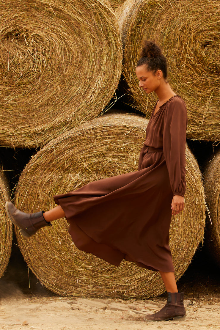 Raquel Bea Peasant Midi Dress