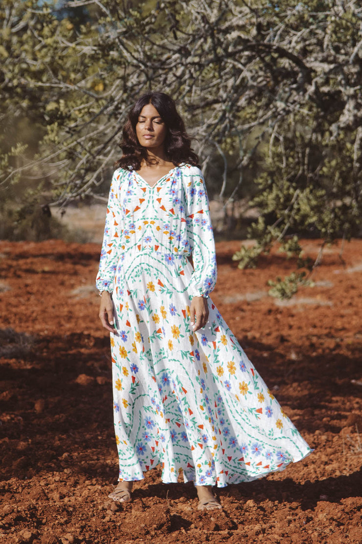 Raquel Bea Peasant Ankle Length Dress