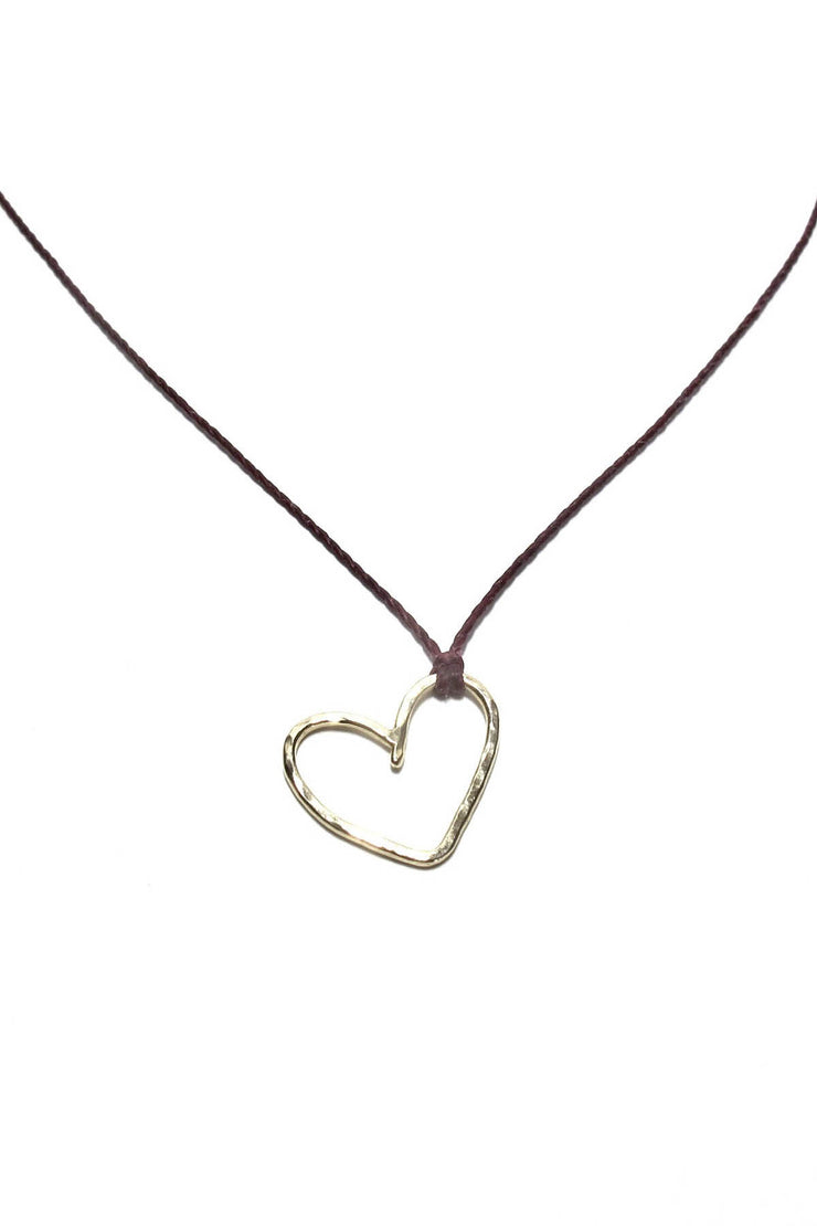 Heart Necklace Burgundy Cord