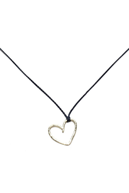 Heart Necklace Navy Cord