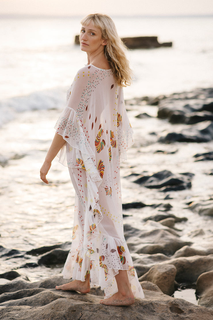 Yasmine Frill Tie Maxi Kaftan - Soler London - Alex Al-Bader