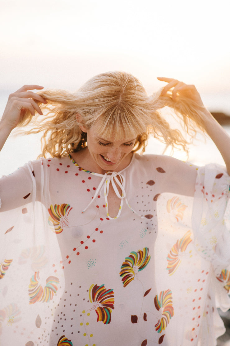 Yasmine Frill Tie Maxi Kaftan - Soler London - Alex Al-Bader