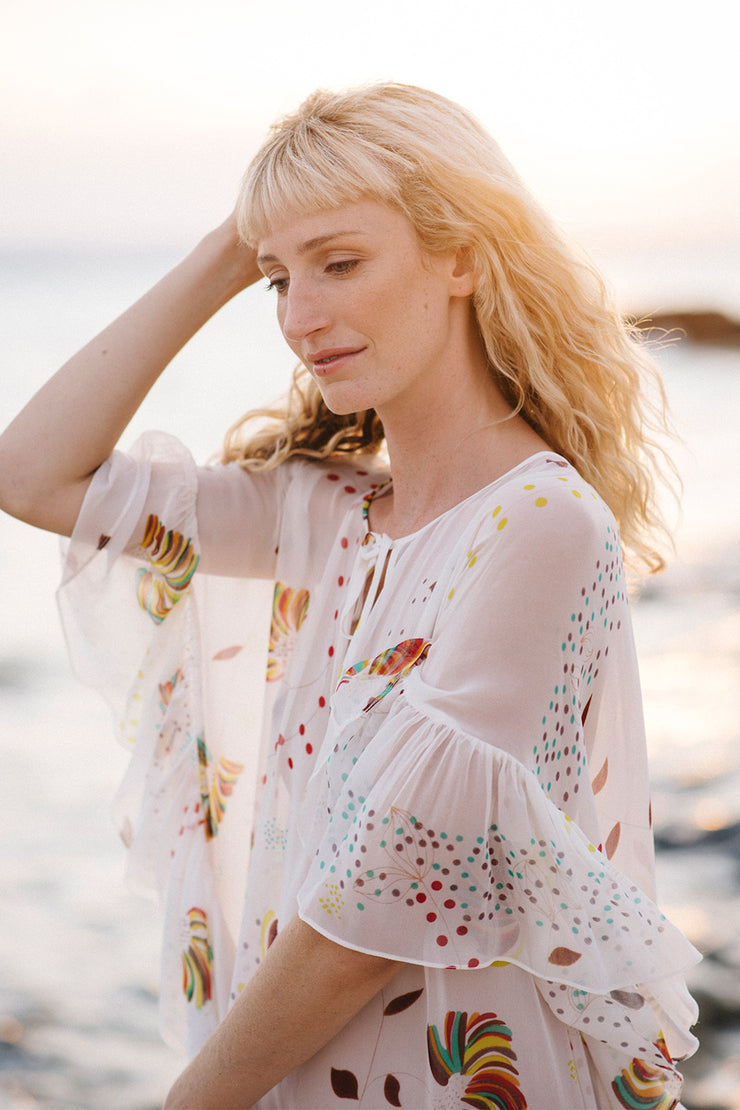 Yasmine Frill Tie Maxi Kaftan - Soler London - Alex Al-Bader