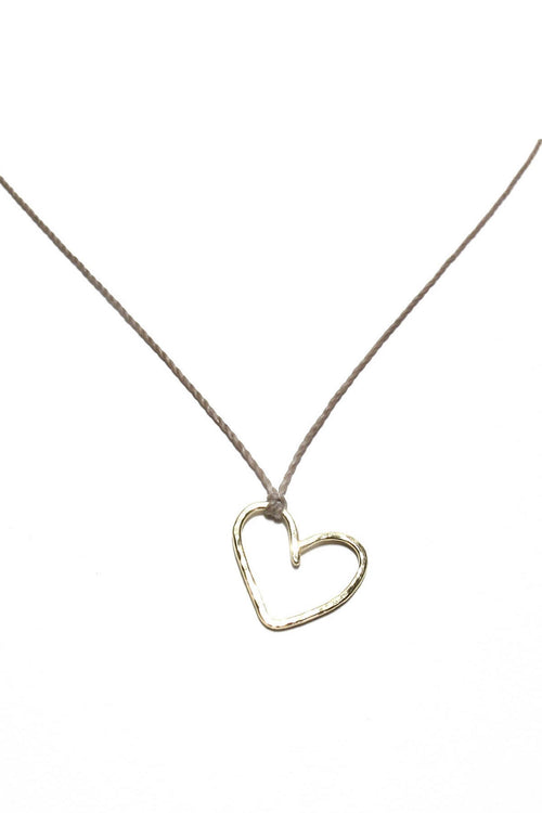 Heart Necklace Nude Cord