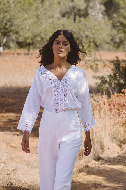 Romantic V Lace Trim Top  | Made to Order