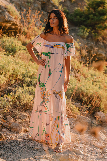 Thalia Flair Sleeve Maxi Dress | Made To Order
